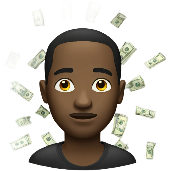 black man with locks and money in his eyes emoji