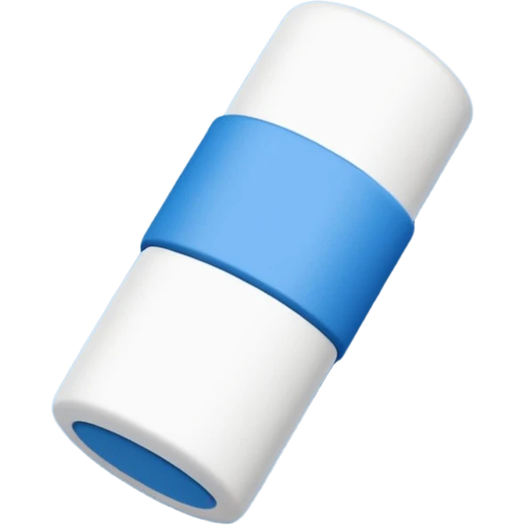 A single rounded white eraser with blue wrap emoji