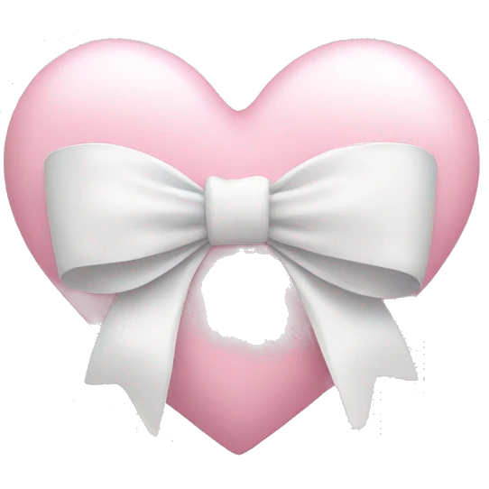 Pastel pink heart with white bow emoji