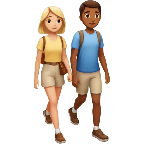 a Footpath on a park and two  people are walking the walking path should visible  emoji