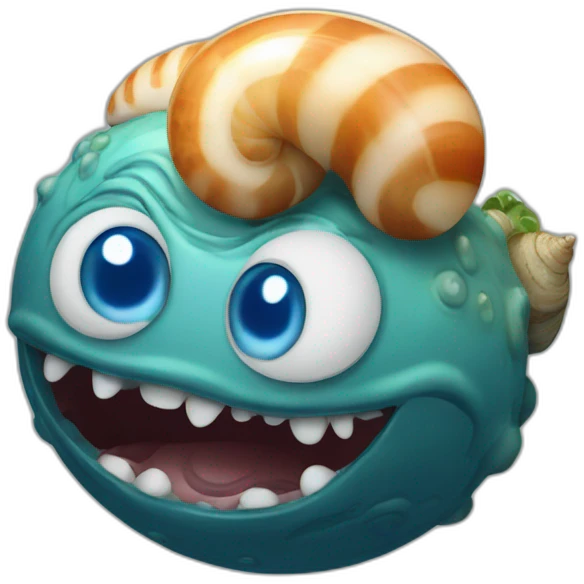 planet Neptune with a cartoon nauseated snail face emoji
