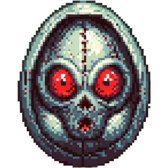 cranial, eye, MRI, SCAN, egg, embryonic, inside of glass egg, alien, eerie, eyes glow red emoji