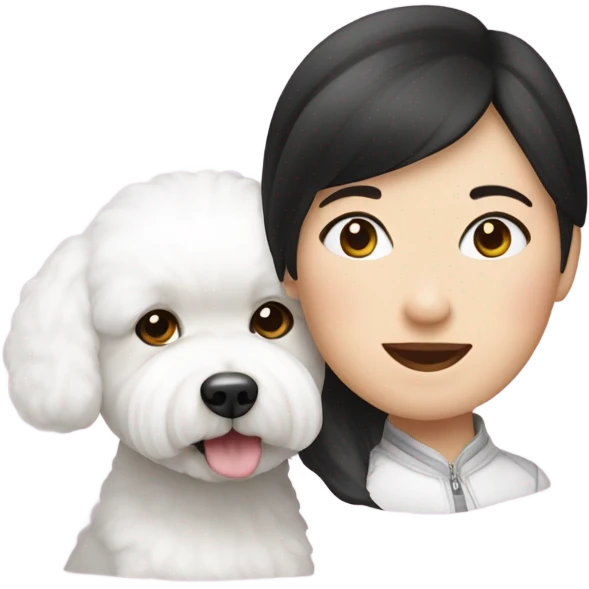 A cute bichon frise with an Asian woman  emoji