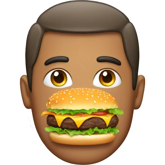 Burger with man’s face on  emoji