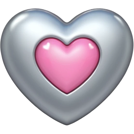platinum heart with one mini pink heart inside of it  emoji