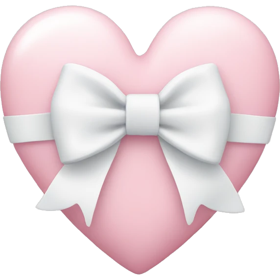 Pastel pink heart with white bow emoji