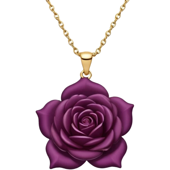  Realistic dark plum color Beautiful rose head charm, 14k sparkling Gold necklace emoji