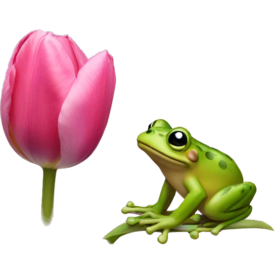 frog on pink tulip emoji