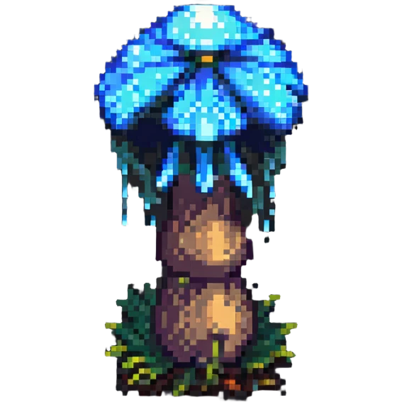 bioluminescent mushroom pixel art emoji