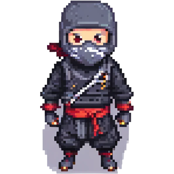 masked ninja, pixel art style emoji