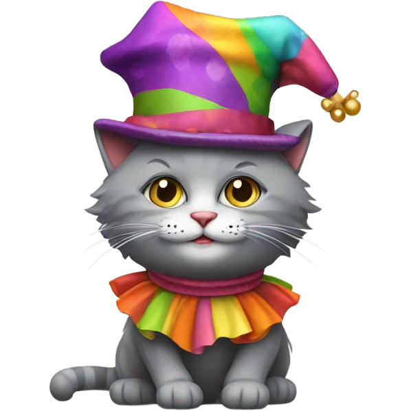 Grey Cat as a jester  emoji