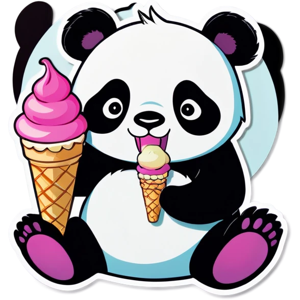 Panda eating ice cream emoji