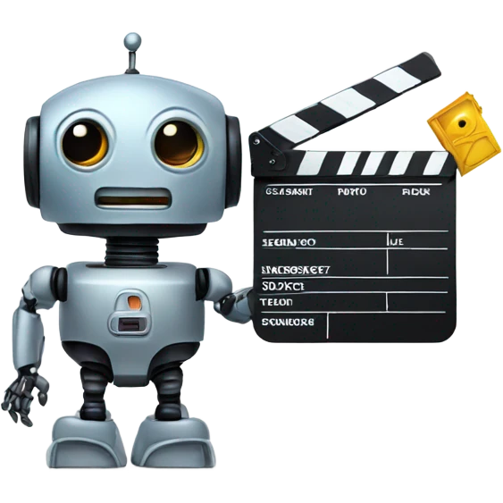 cute robot and a clapboard emoji