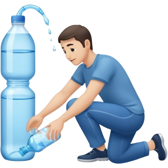 man full body emptying in the floor a bottle of water emoji
