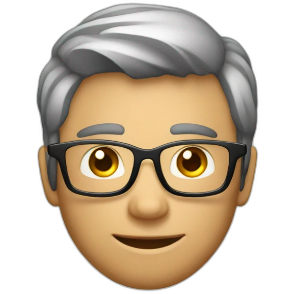 Hombre joven guapo inteligente con gafas y musculoso emoji