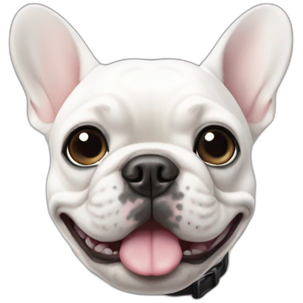 white french bulldog with a small black circle on the right eye emoji