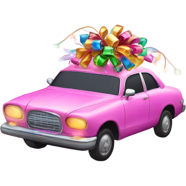 Pink car covered in Christmas lights  emoji