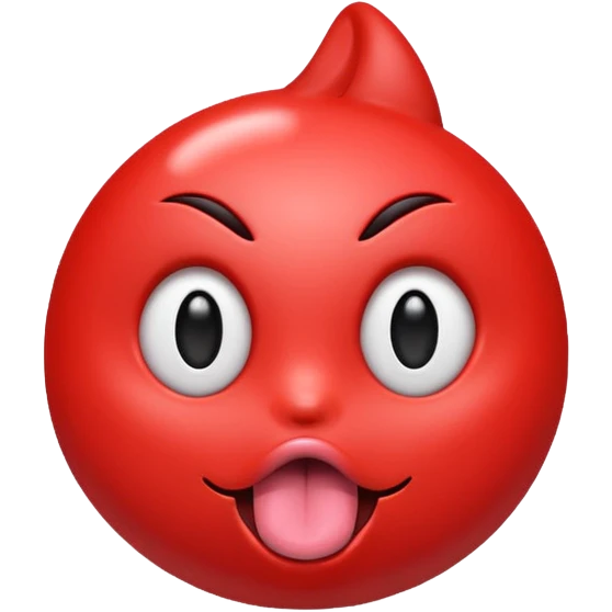 ohm red character shiny eyes tongue out emoji