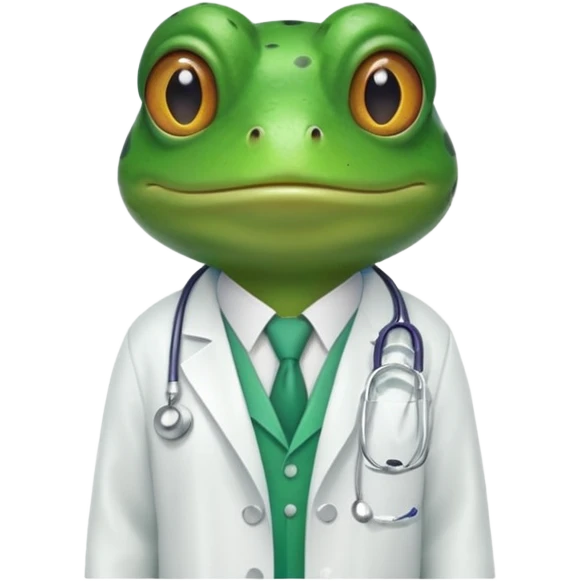 A frog in a doctor’s coat, portrait emoji