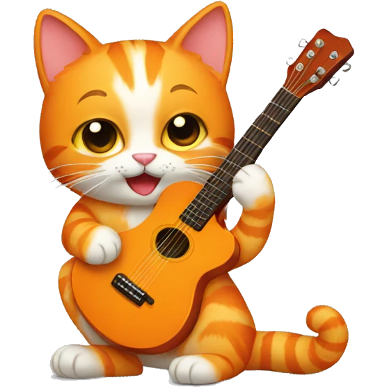 orange cat playing guitar emoji