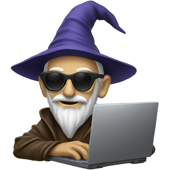 wizard with sunglasses playing on computer emoji