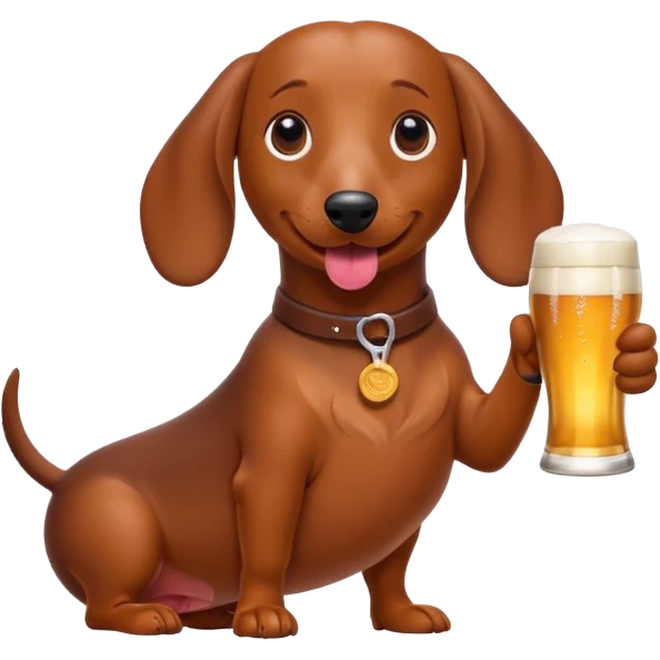 a sauasage dog called berry drinking a beer  emoji