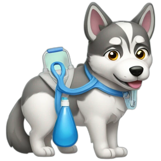 A husky with an IV bag emoji