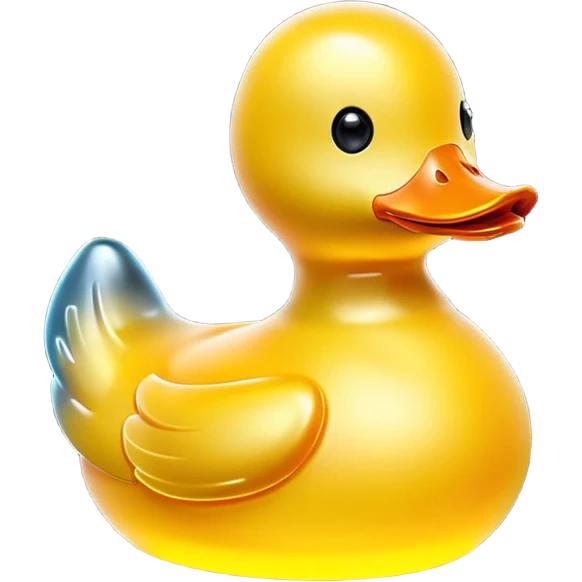 glowing glass rubber duck,  minimalistic yellow transparent glass 3d neon glowing emoji