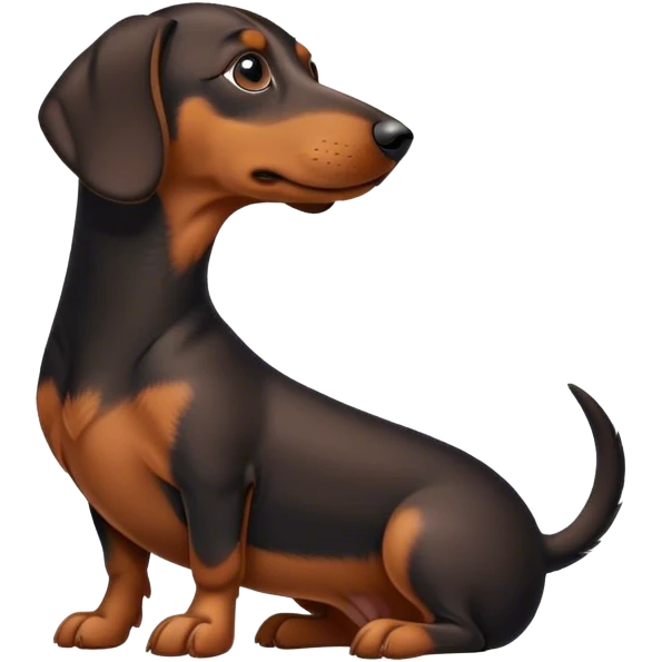 emoji of black and tan wiener dog with short neck sitting down in profile emoji