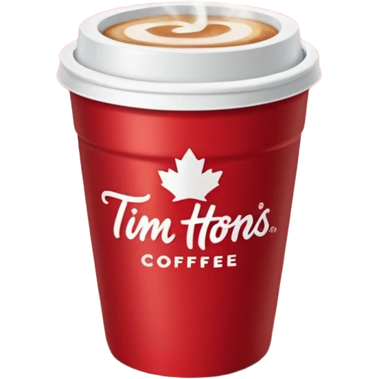 Tim Hortons coffee, it should be red cup with white write writing " Tim Hortons" and a White lid emoji