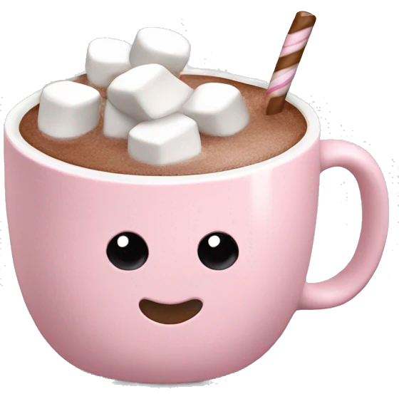 Light Pink mug of hot chocolate with marshmallows  emoji