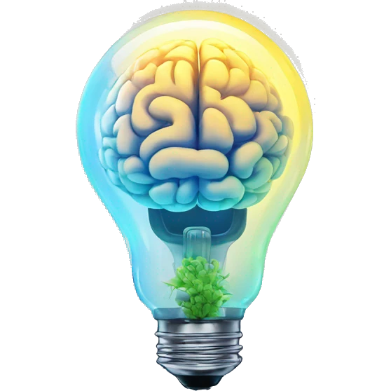brain sparkles inside the light bulb emoji
