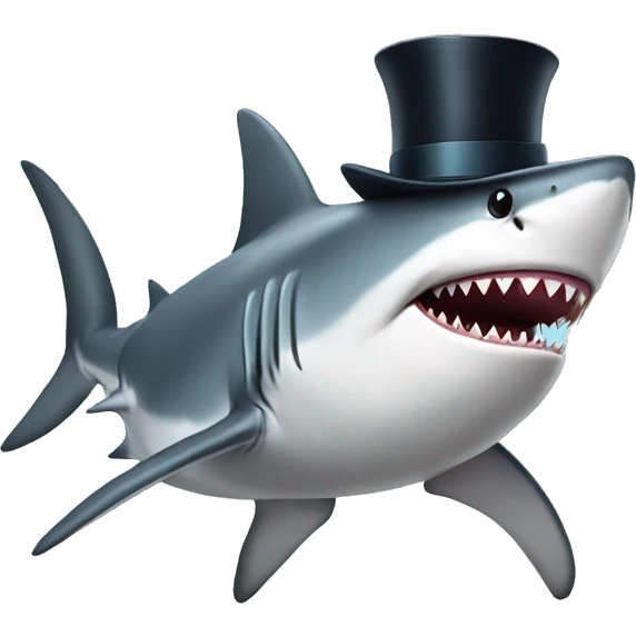 Shark with a top hat emoji