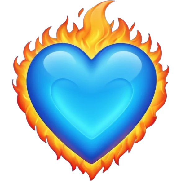 Mavi ateşli mavi kalp emoji