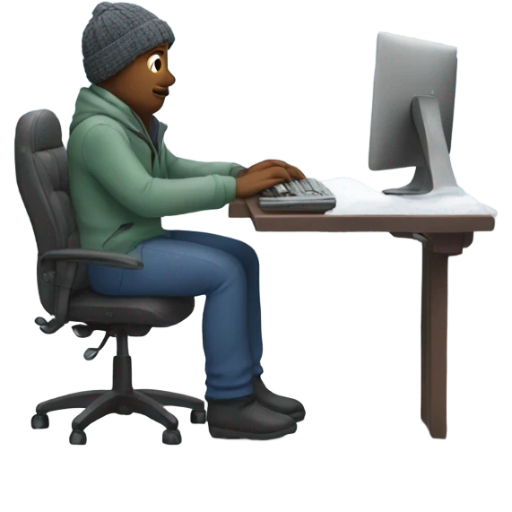 Teleworking in the snow emoji