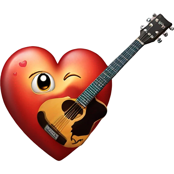 a funky human heart with a guitar emoji