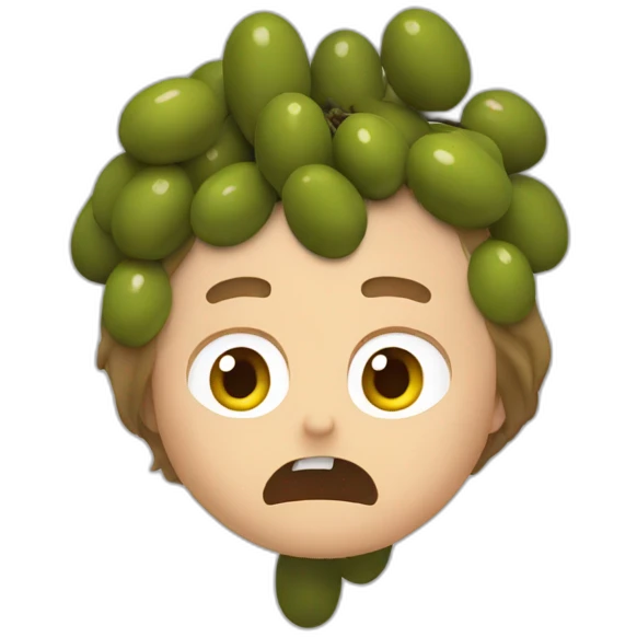 Olives falling over a scared white guywith brown hair emoji