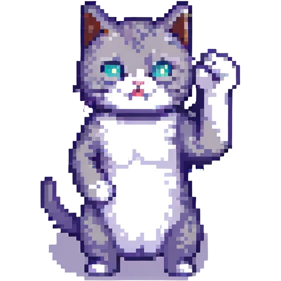 cartoon cat with a raised fist pixel art emoji