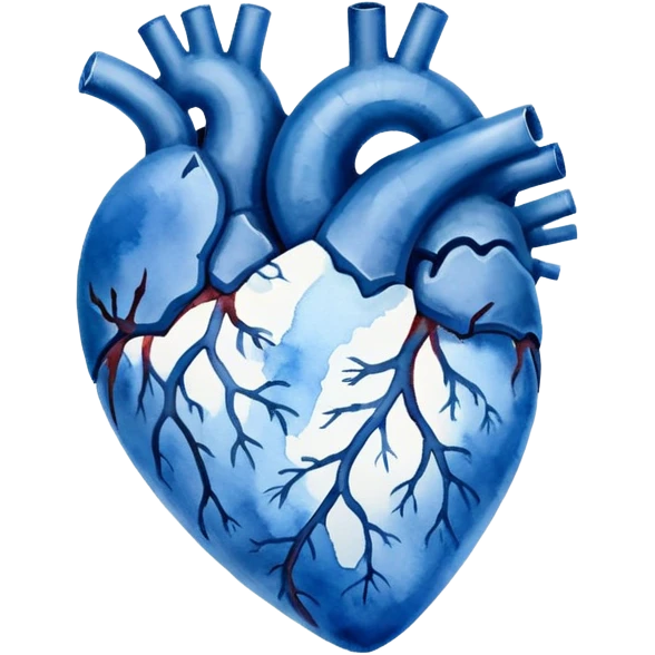 minimalist watercolor heart icon, monochromatic blue washes, soft bleeding edges, on textured white paper, anatomically inspired shape, serene and emotional, perfect for app icon, transparent background, flat lay --style raw --stylize 150 emoji