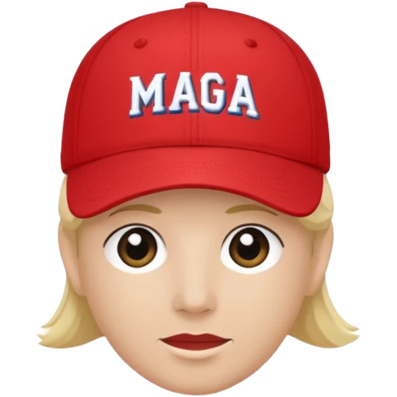 red baseball cap with MAGA on the front emoji