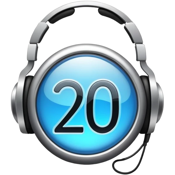 Music playlist badge with large "2010" number in the center, with headphones emoji