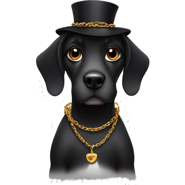 black french dog wearing chain emoji