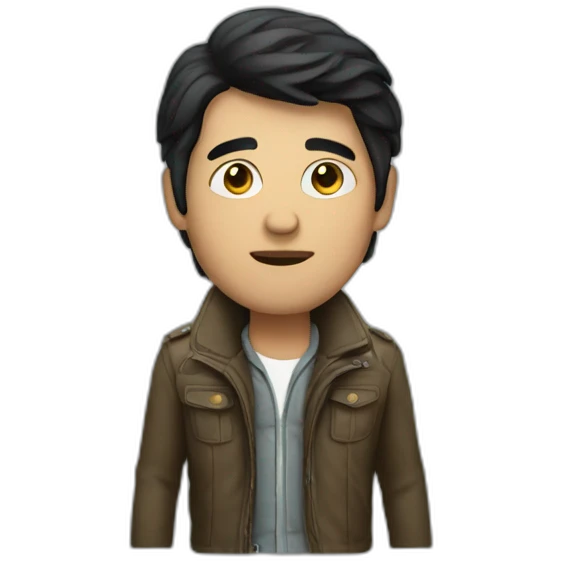 mysterious black-haired man in jacket emoji