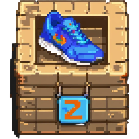 2d power up crate with a running shoe symbol for speed boost emoji