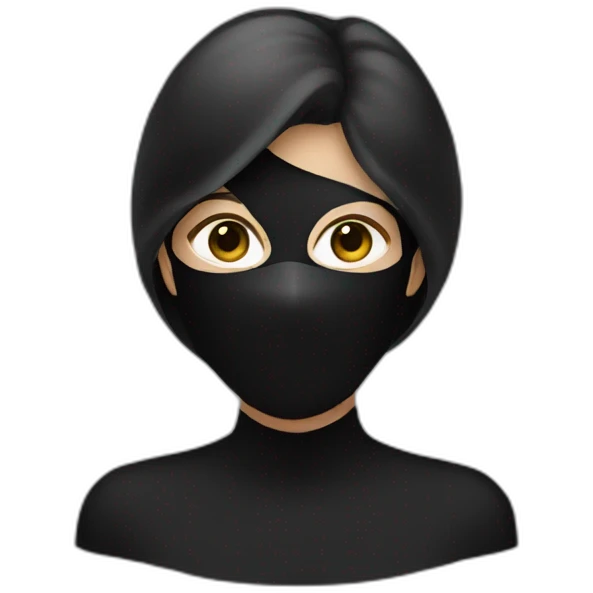 Women wear black mask emoji