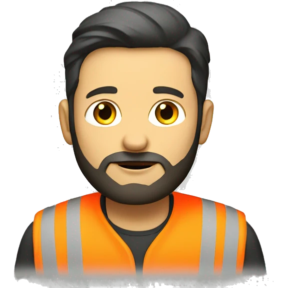 man with dark hair and beard and hi vis jacket emoji