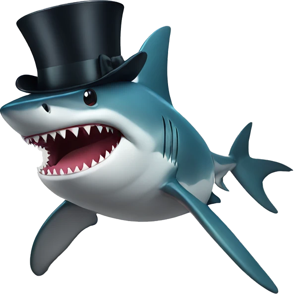 Shark with a top hat emoji