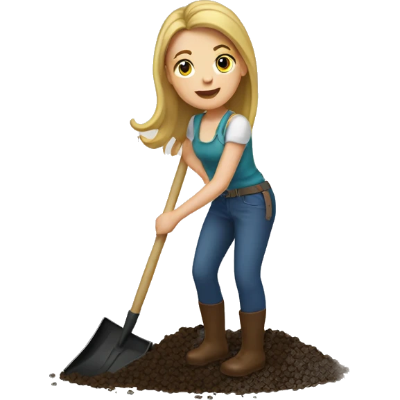 White Girl shoveling horse poop emoji