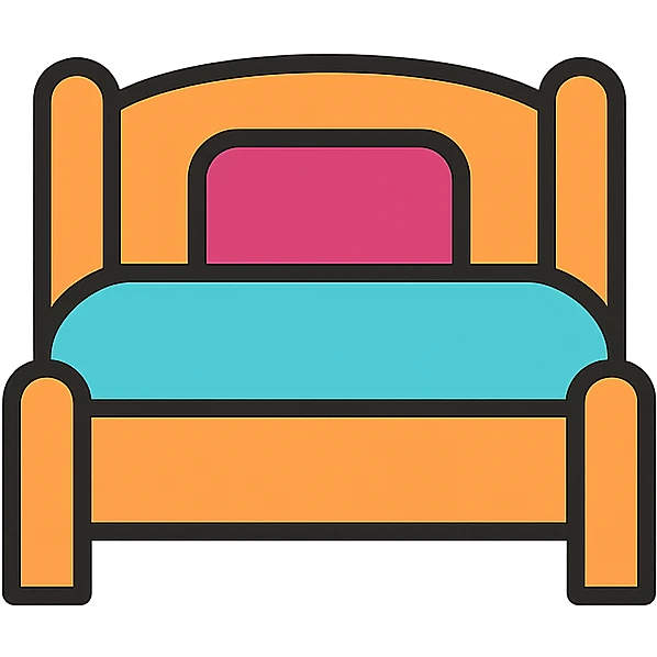 a bed, minimal and clean, flat icon style emoji