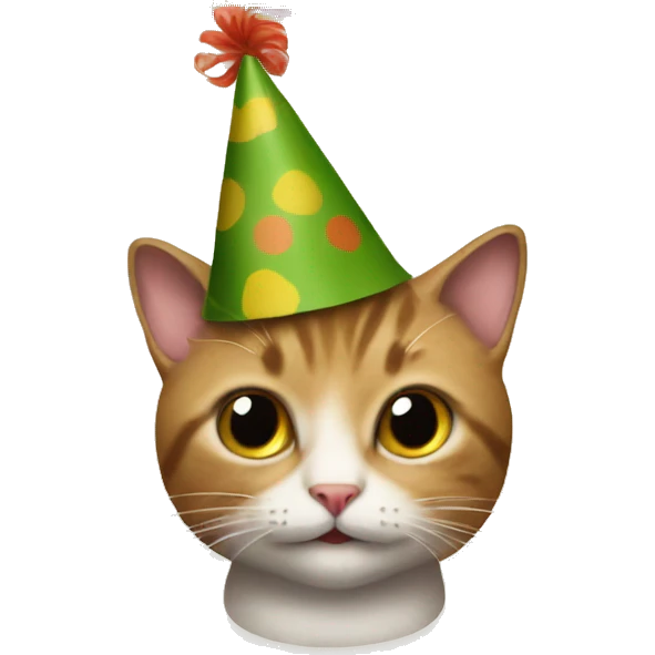 cat wearing a birthday hat playing scrabble emoji